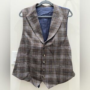 Suitsupply Blue Brown Plaid Vest